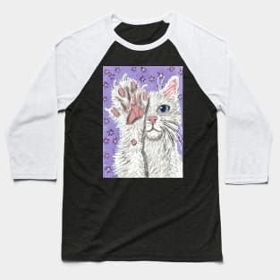 white cat paw  up acrylic painting Baseball T-Shirt